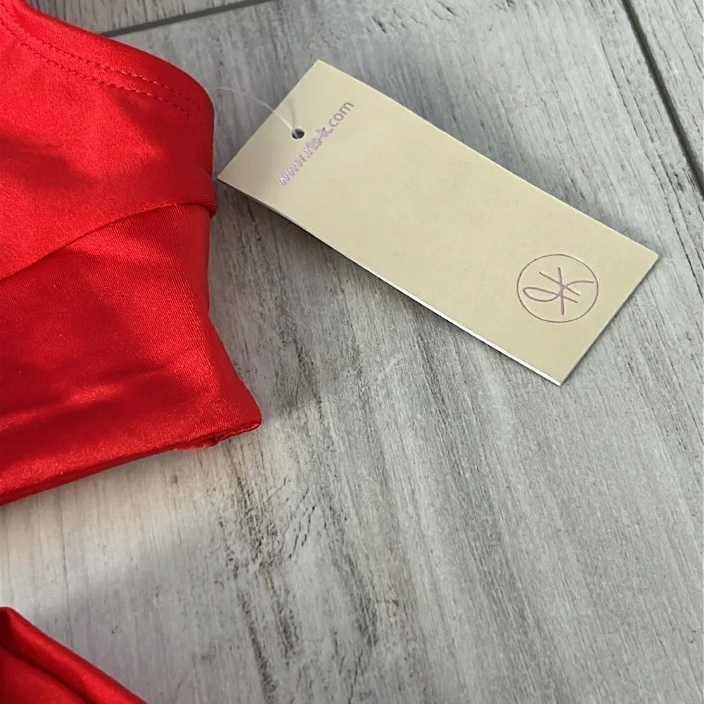 Ris-K Dippin' Daisy's Red Wrap bikini top size S swim swimsuit